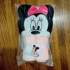 Lambs & Ivy Disney Baby Minnie Mouse Pink Cotton Hooded Baby Bath Towel